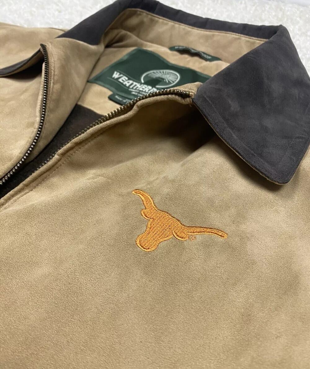 Texas Longhorns Heavy Jacket Men’s 2XL XXL Brown Faux Suede Lined Pockets